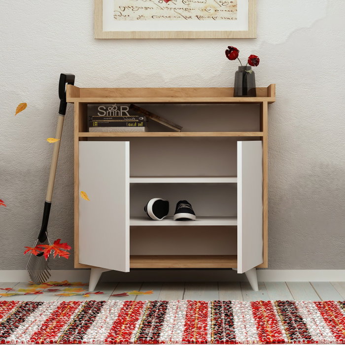 Hanah Home Springa Zapatero Roble y Blanco Hanah Home Springa Zapatero Roble y Blanco